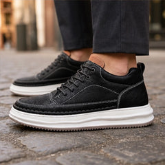 Marlow Textured Leather Sneaker - Black - leather sneakers - Hendlys - Image 3