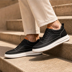 Marlow Textured Leather Sneaker - Black - textured leather - Hendlys - Image 4