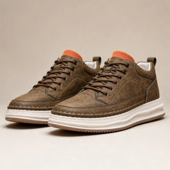 Marlow Textured Leather Sneaker - Khaki - men's sneakers - Hendlys - Image 2
