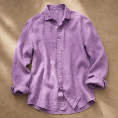 Martinique Linen Button-Up Shirt - Lavender - button-up shirt - Hendlys - Image 4