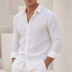 Martinique Linen Button-Up Shirt - Pure White - men's shirt - Hendlys - Image 2