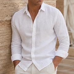 Martinique Linen Button-Up Shirt - Pure White - Shirt - Hendlys - Image 1