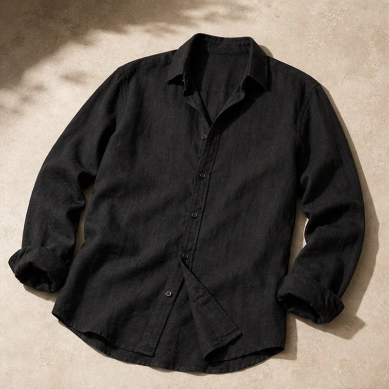 Martinique Linen Button-Up Shirt - Black - button-up shirt - Hendlys - Image 4