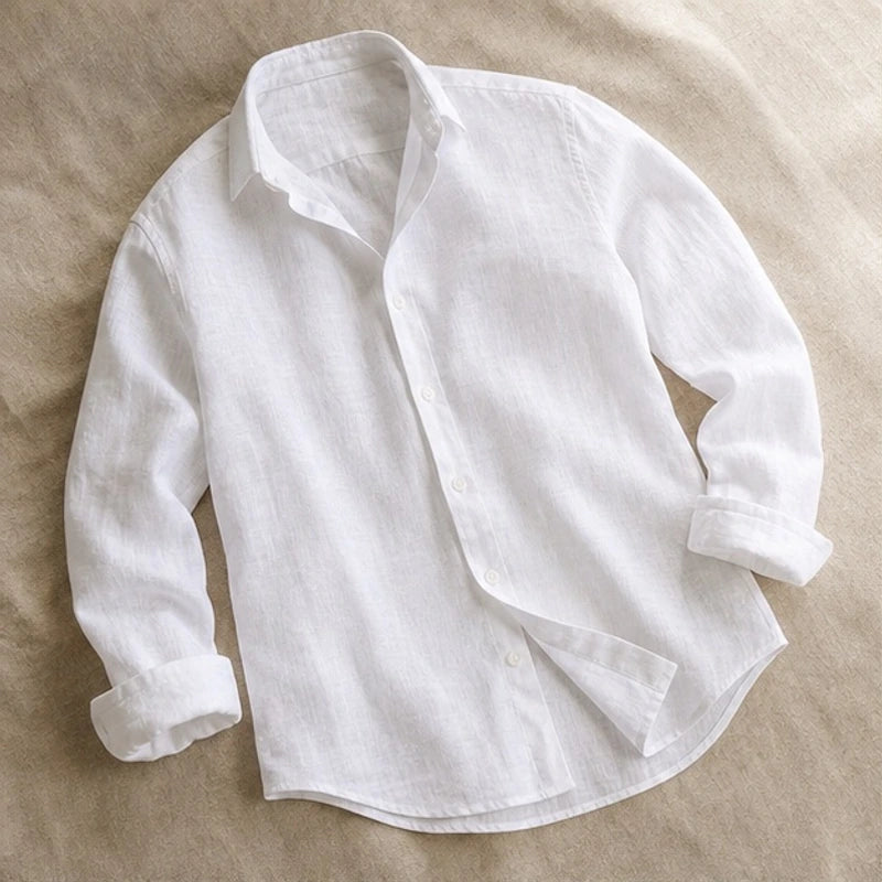 Martinique Linen Button-Up Shirt - Pure White - button-up shirt - Hendlys - Image 4