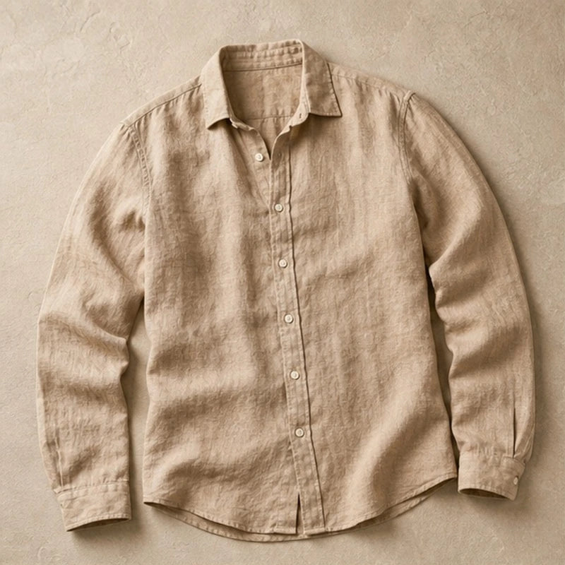 Martinique Linen Button-Up Shirt - Sand Beige - button-up shirt - Hendlys - Image 4