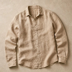 Martinique Linen Button-Up Shirt - Sand Beige - button-up shirt - Hendlys - Image 4