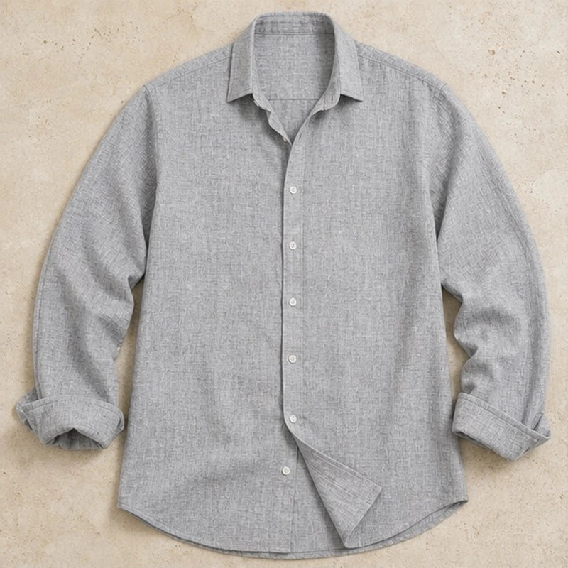 Martinique Linen Button-Up Shirt - Heather Gray - men's shirt - Hendlys - Image 2