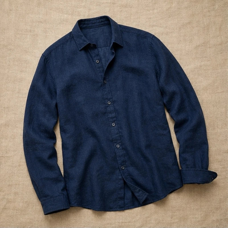 Martinique Linen Button-Up Shirt - Midnight Navy - linen shirt - Hendlys - Image 3