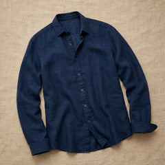Martinique Linen Button-Up Shirt - Midnight Navy - linen shirt - Hendlys - Image 3