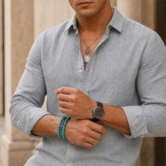Martinique Linen Button-Up Shirt - Heather Gray - button-up shirt - Hendlys - Image 4