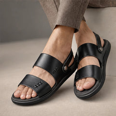 Marwood Leather Sandals - Black - cushioned footbed - Hendlys - Image 4