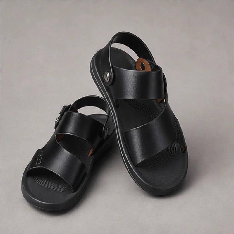 Marwood Leather Sandals - Black - premium leather - Hendlys - Image 3