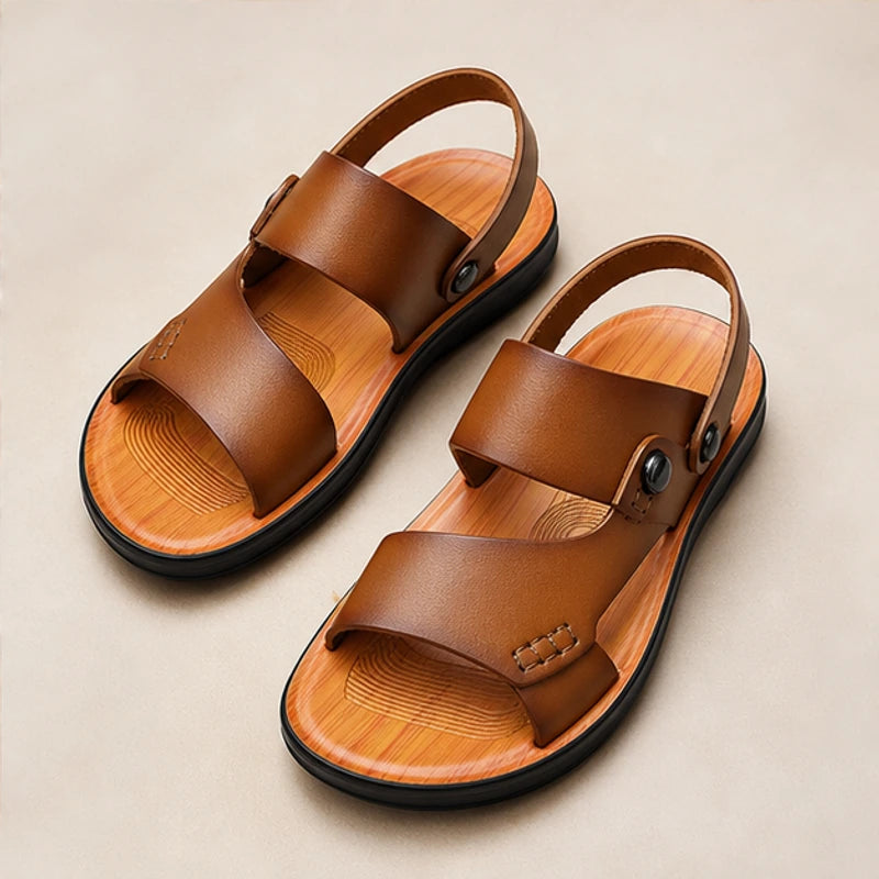 Marwood Leather Sandals - Khaki - premium leather - Hendlys - Image 3