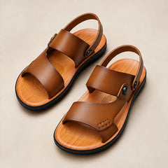 Marwood Leather Sandals - Khaki - premium leather - Hendlys - Image 3