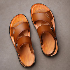 Marwood Leather Sandals - Khaki - Sandals - Hendlys - Image 1