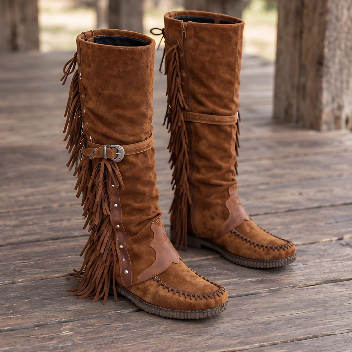 Mazarine Women's Suede Fringe Western Boots - Brown - Women's Footwear > Boots > Western Boots - Hendlys - Image 4