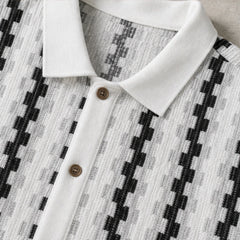 Meccari Contrast Knit Polo Shirt - White - cotton blend knit - Hendlys - Image 5
