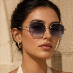Meridian Polished Frame Shades - Purple - gold-tone frame - Hendlys - Image 4
