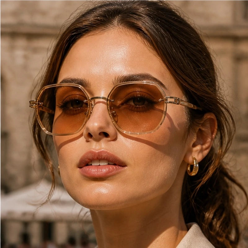 Meridian Polished Frame Shades - Brown - gold-tone frame - Hendlys - Image 4