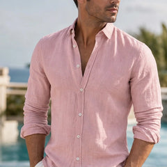 Milano Linen Button-Up Shirt - Blush Pink - Shirt - Hendlys - Image 1