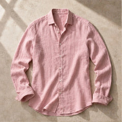 Milano Linen Button-Up Shirt - Blush Pink - linen blend - Hendlys - Image 4