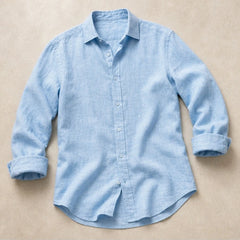 Milano Linen Button-Up Shirt - Sky Blue - linen blend - Hendlys - Image 4