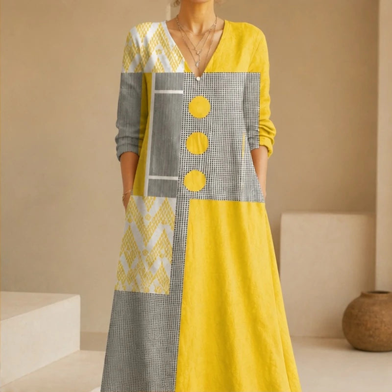 Mirelle Multicolor Geometric Dress - Multicolor - Women's Clothing > Dresses > Ankle-Length Dresses - Hendlys - Image 1