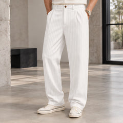 Montague Men's Pinstripe Pants - White - Men's Clothing > Pants > Pinstripe Pants - Hendlys - Image 1