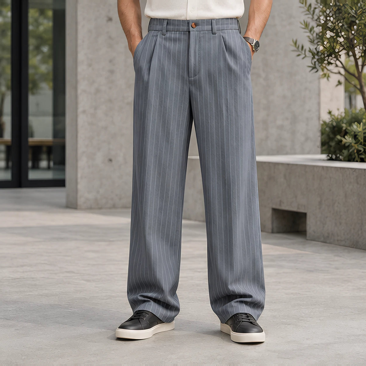 Montague Men's Pinstripe Pants - Gray - Men's Clothing > Pants > Pinstripe Pants - Hendlys - Image 1