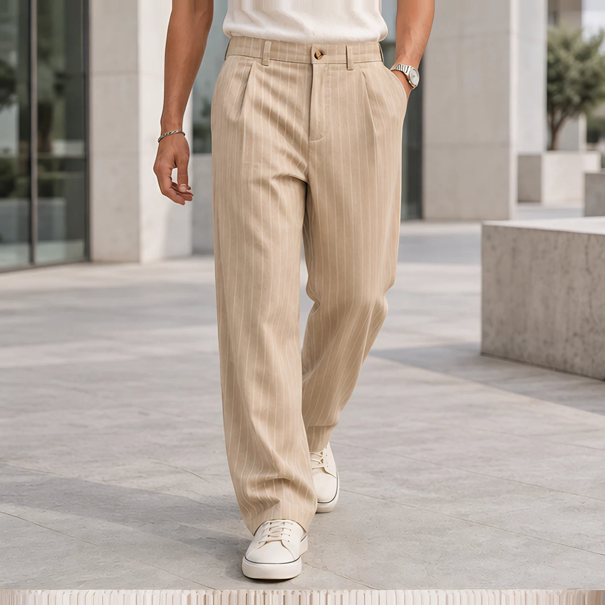 Montague Men's Pinstripe Pants - Khaki - Catalog Group: Clothing - Hendlys - Image 2