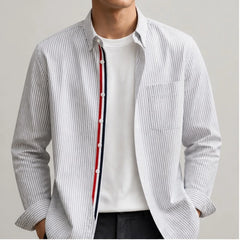 Montel Tailored Linen Oxford Shirt - Gray - men's shirts - Hendlys - Image 2