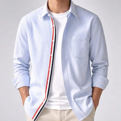 Montel Tailored Linen Oxford Shirt - Blue - Shirts - Hendlys - Image 1