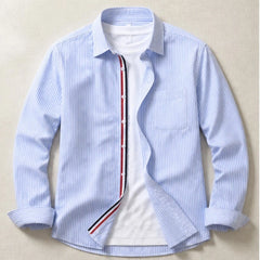 Montel Tailored Linen Oxford Shirt - Blue - men's shirts - Hendlys - Image 2
