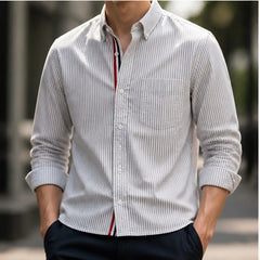 Montel Tailored Linen Oxford Shirt - Gray - Shirts - Hendlys - Image 1