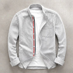 Montel Tailored Linen Oxford Shirt - Gray - tailored fit - Hendlys - Image 5