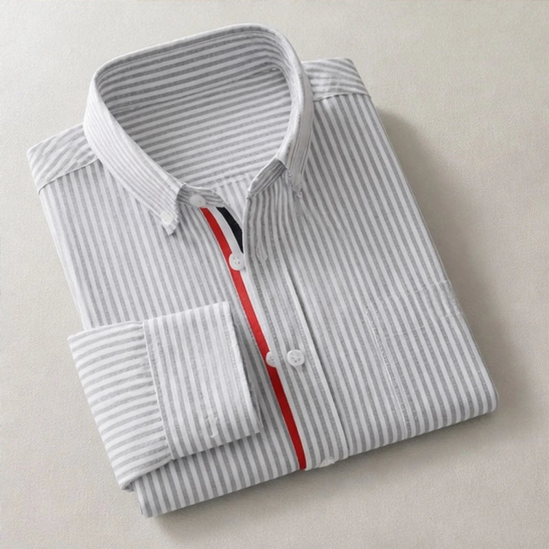 Montel Tailored Linen Oxford Shirt - Gray - linen shirt - Hendlys - Image 3