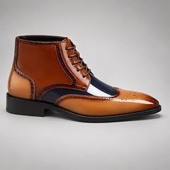 Montford Men's Wingtip Brogue Ankle Boots - Cognac Brown - male - Hendlys - Image 4