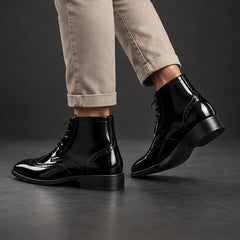 Montford Men's Wingtip Brogue Ankle Boots - Black - men's footwear - Hendlys - Image 5