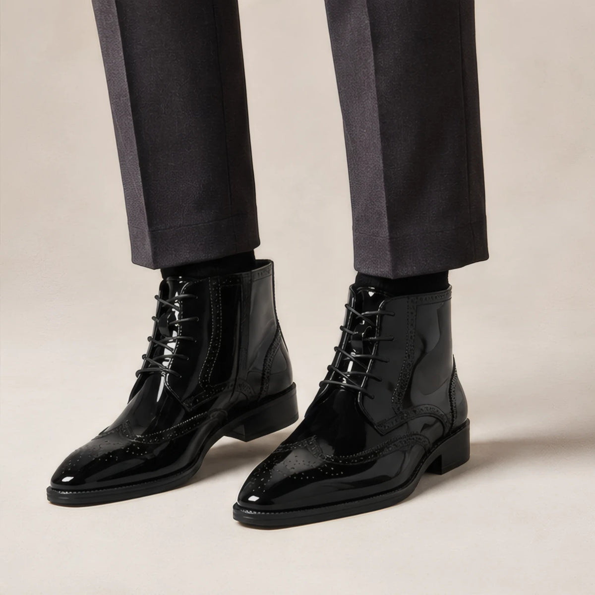 Montford Men's Wingtip Brogue Ankle Boots - Black - Men's Footwear > Boots > Brogue Ankle Boots - Hendlys - Image 1