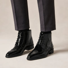 Montford Men's Wingtip Brogue Ankle Boots - Black - Men's Footwear > Boots > Brogue Ankle Boots - Hendlys - Image 1