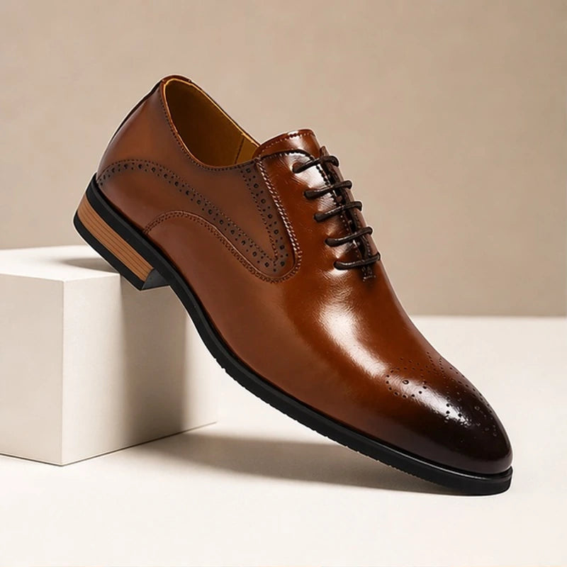 Montrose Leather Brogue Dress Shoes - Brown - leather shoes - Hendlys - Image 4