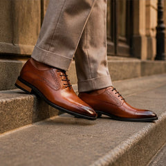Montrose Leather Brogue Dress Shoes - Brown - mens shoes - Hendlys - Image 2