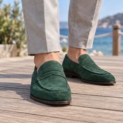 Moretti Men's Suede Penny Loafers - Green - Men's Footwear > Loafers > Penny Loafers - Hendlys - Image 1