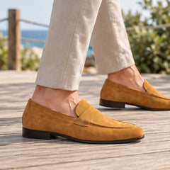 Moretti Men's Suede Penny Loafers - Mustard Yellow - Catalog Group: Footwear - Hendlys - Image 2