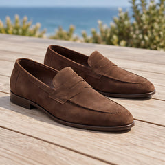 Moretti Men's Suede Penny Loafers - Brown - colour:beige - Hendlys - Image 3