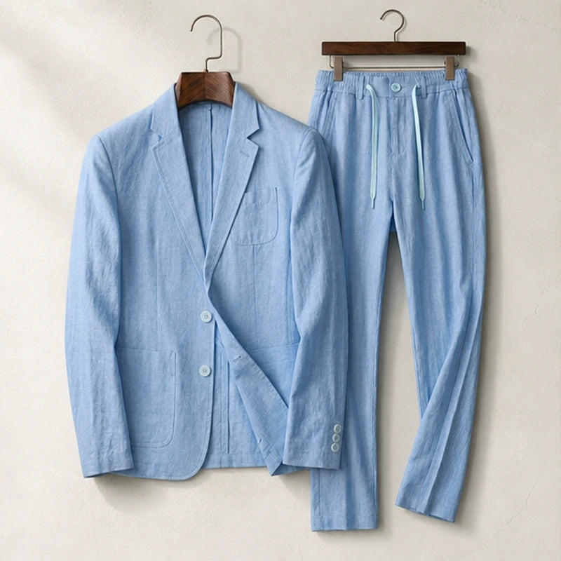 Palma 2-Piece Linen Set - Sky Blue - Outfit Set - Hendlys - Image 1