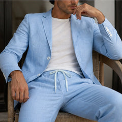 Palma 2-Piece Linen Set - Sky Blue - summer suit - Hendlys - Image 6