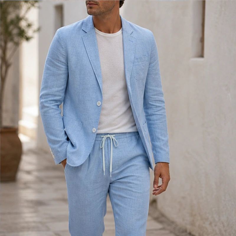Palma 2-Piece Linen Set - Sky Blue - relaxed fit - Hendlys - Image 7