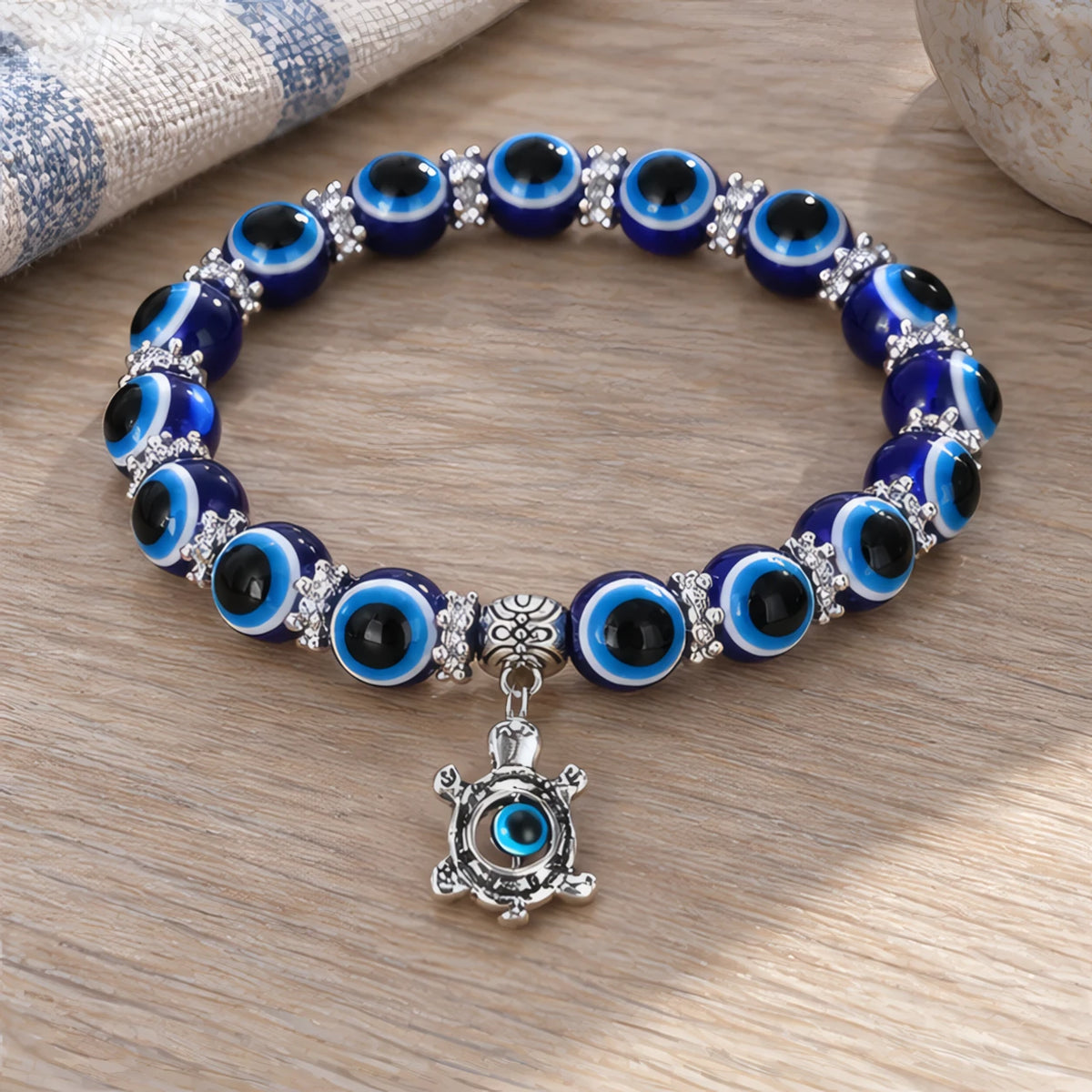 Nerola Evil Eye Beaded Stretch Anklet with Charm - Turtle - Jewelry > Anklets > Beaded Charm Anklets - Hendlys - Image 2