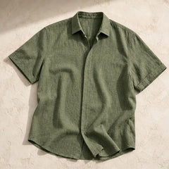 Nevan Linen Short Sleeve Shirt - Sage Green - linen shirt - Hendlys - Image 3